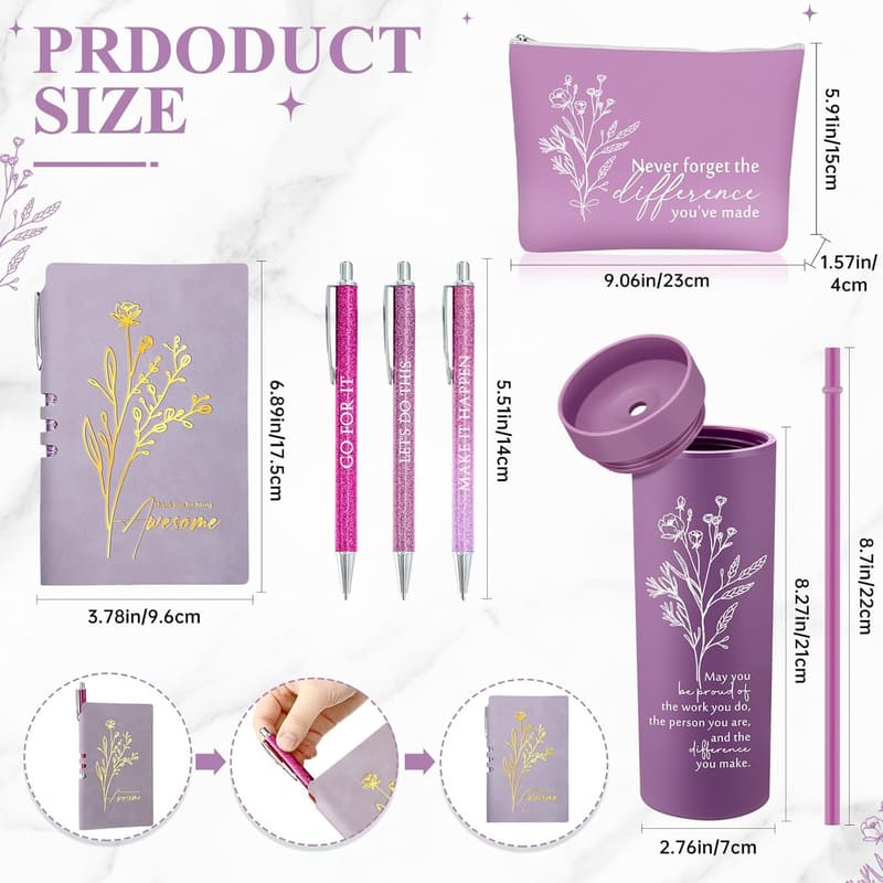 Employee Appreciation Gift Set for Women - Tumbler, Bag, Journal, Pens