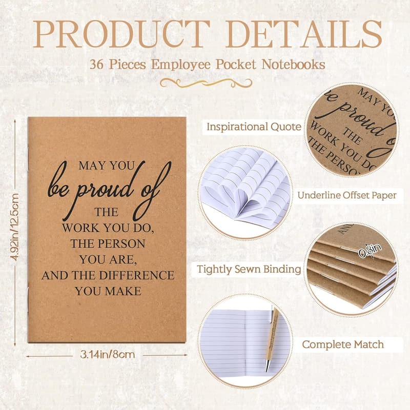 Employee Appreciation Gift Set: 72 Bamboo Pens & Notebooks
