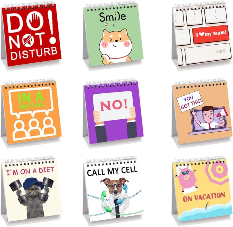 Funny Office Desk Sign - 30 Flip-Over Messages for Colleagues