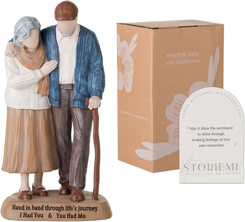 Senior Couple Figurine Statue: Anniversary & Birthday Gift