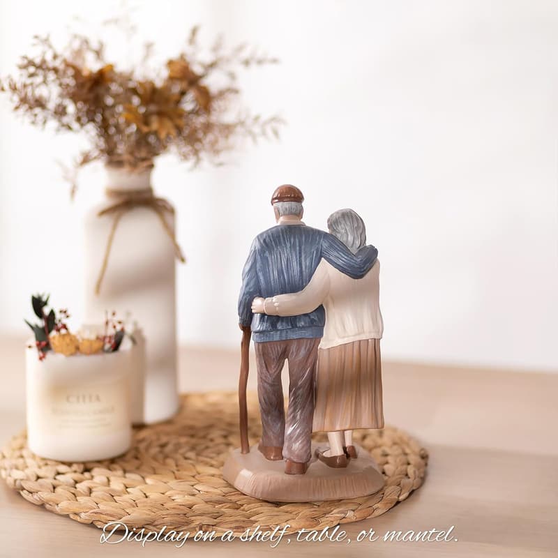 Senior Couple Figurine Statue: Anniversary & Birthday Gift