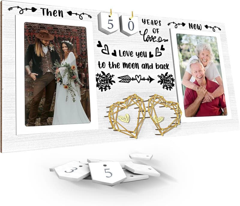 Anniversary Picture Frame for Couples - Holds Two 4x6 Photos