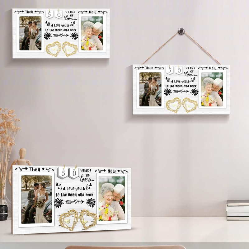 Anniversary Picture Frame for Couples - Holds Two 4x6 Photos