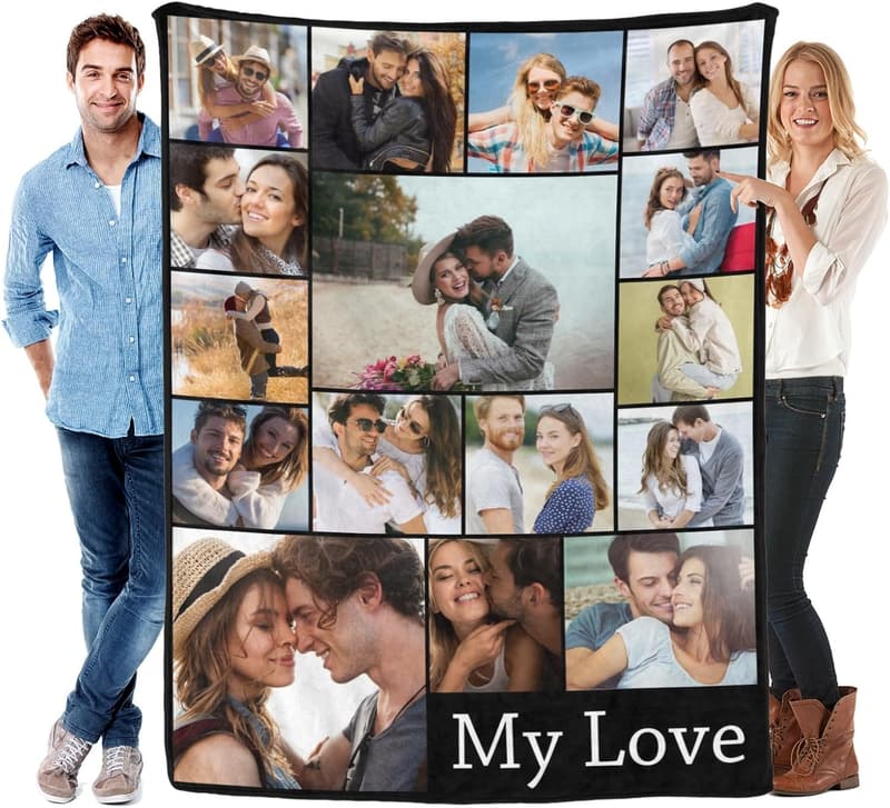 Personalized Photo Flannel Blanket for Her - Birthday & Valentine's