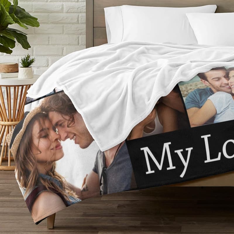 Personalized Photo Flannel Blanket for Her - Birthday & Valentine's