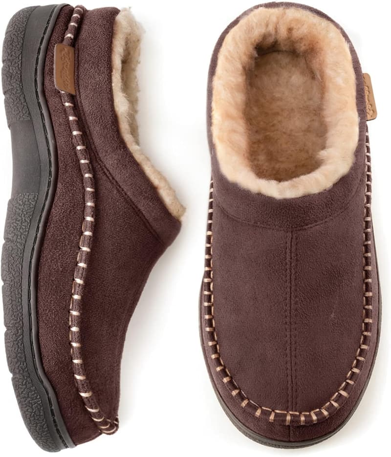 Men's Indoor/Outdoor Fuzzy Moccasin Slippers