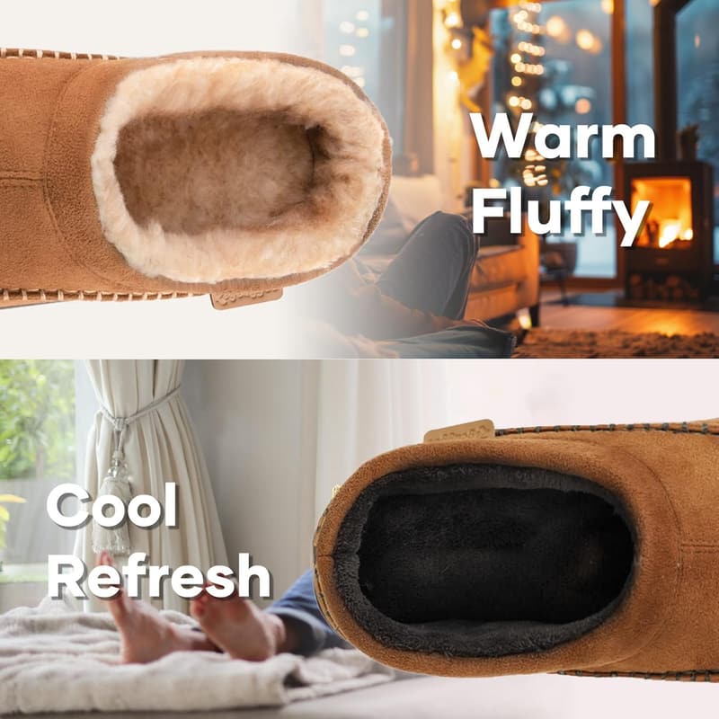 Men's Indoor/Outdoor Fuzzy Moccasin Slippers