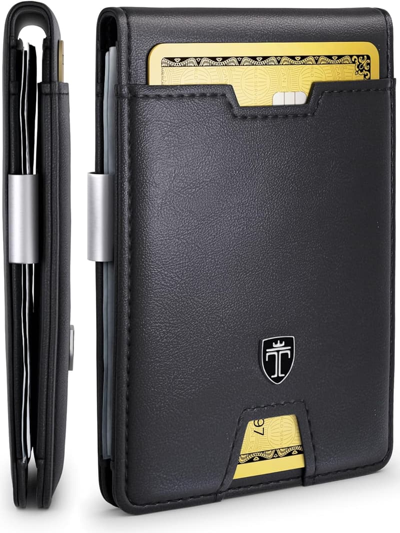 Men's RFID Blocking Slim Wallet with Money Clip, Gift Boxed