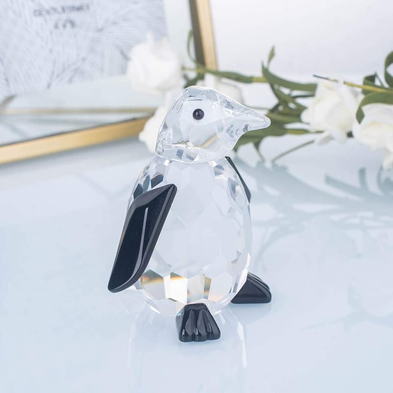 Cute Crystal Penguin Figurine - Glass Desk Decoration