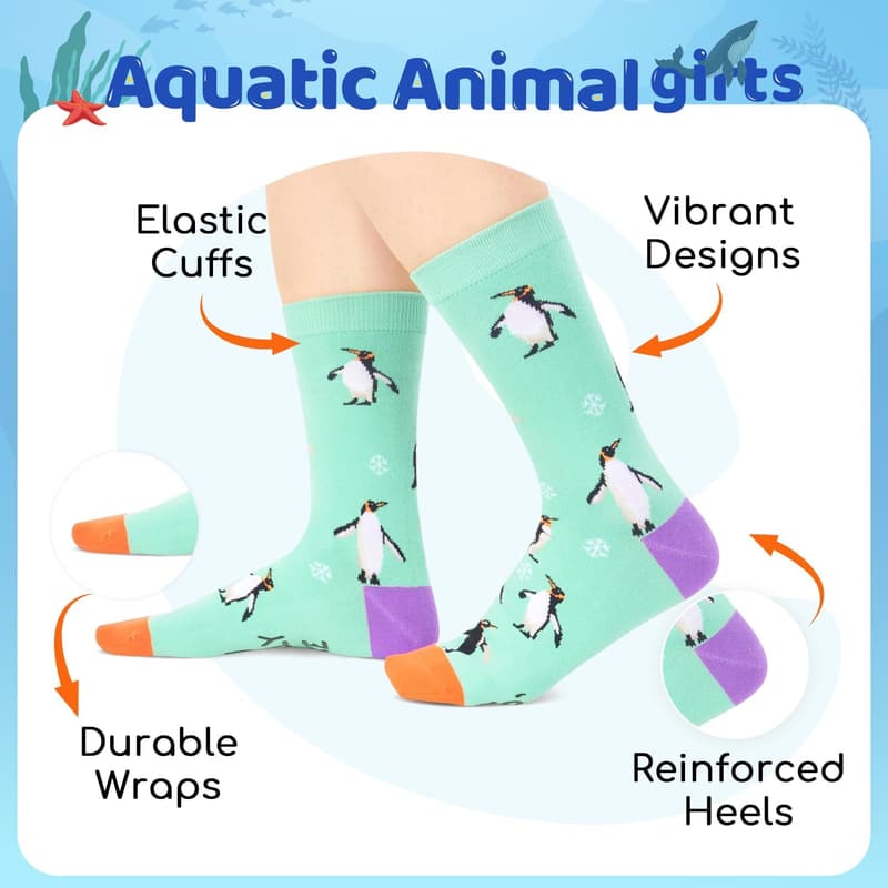 Animal-Themed Gift Socks for Men and Women - Set of 5