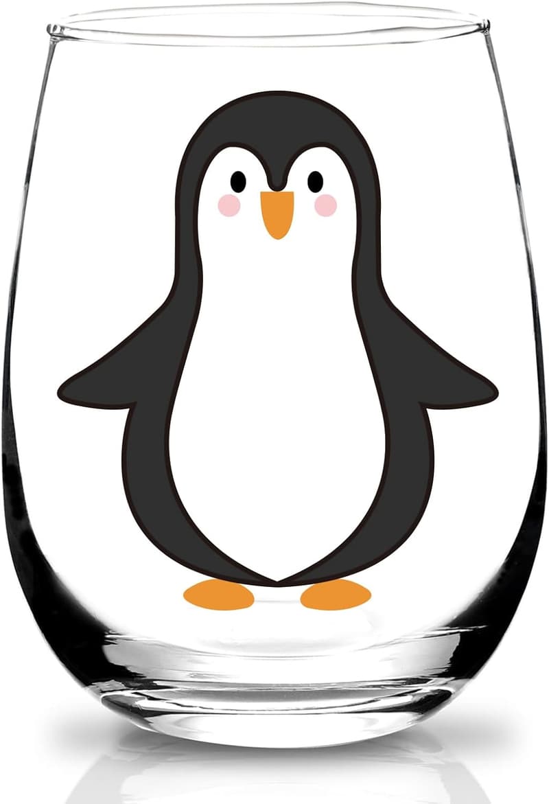 Penguin-Themed 15oz Wine Glass Gift for Women