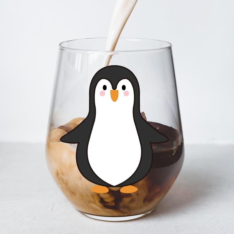 Penguin-Themed 15oz Wine Glass Gift for Women