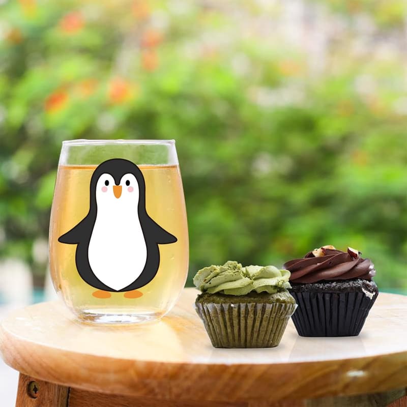 Penguin-Themed 15oz Wine Glass Gift for Women