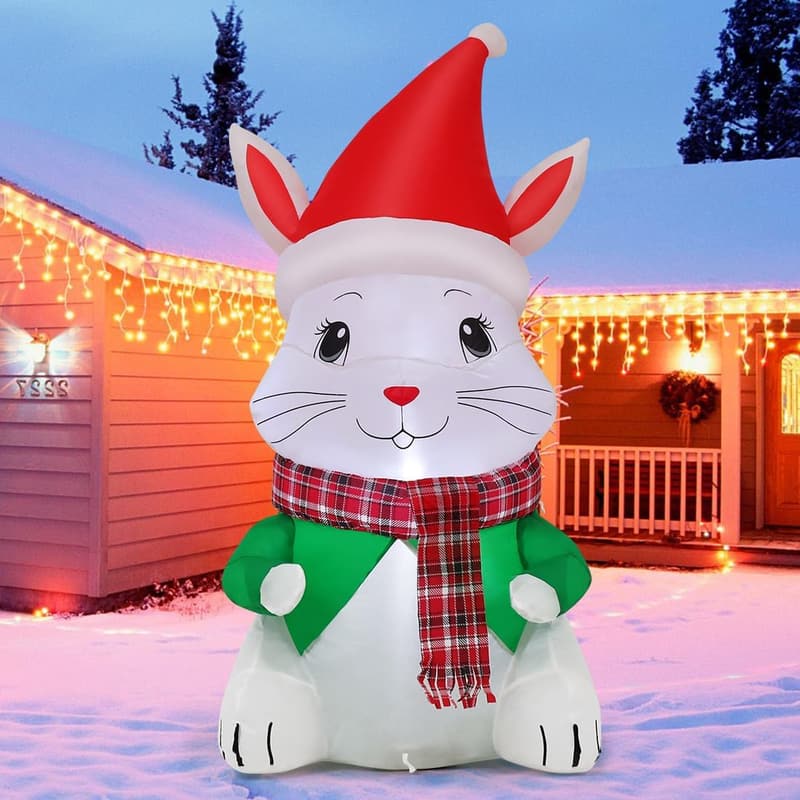 Christmas Inflatable Bunny Outdoor Decoration - 4.5 FT