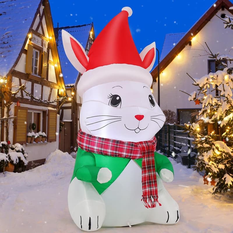 Christmas Inflatable Bunny Outdoor Decoration - 4.5 FT