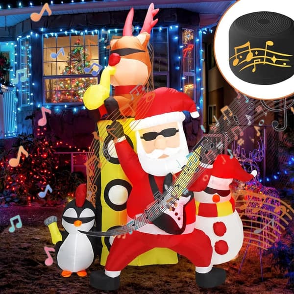 7FT Animated Christmas Inflatable Santa with Friends
