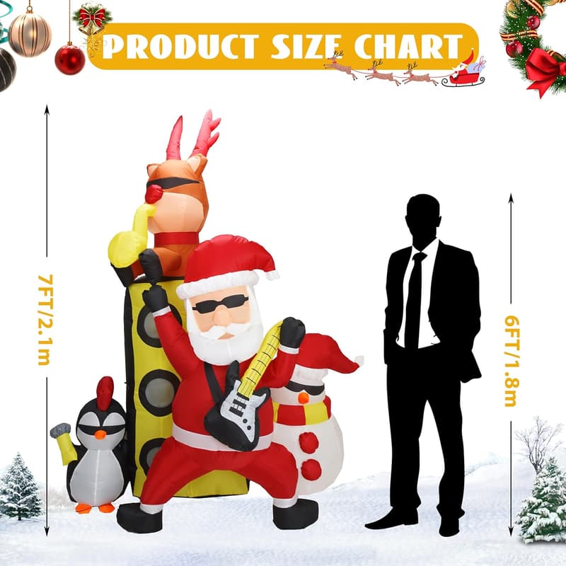 7FT Animated Christmas Inflatable Santa with Friends