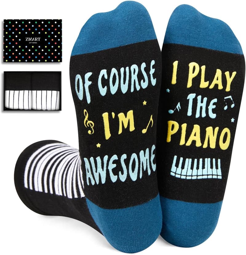 Music-Themed Socks for Friends: Guitar, Piano, Saxophone, Drums