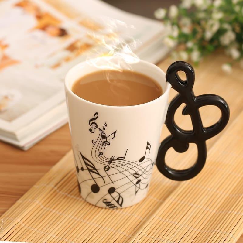 Musical Notes Ceramic Coffee Mug with 3D Handle