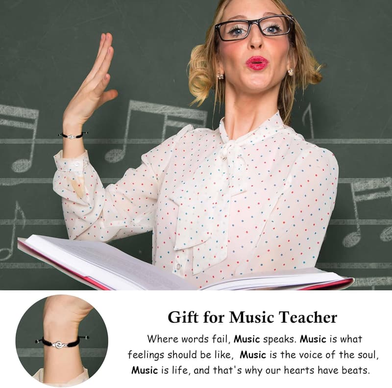Music Teacher Appreciation Bracelet with Guitar Note Design
