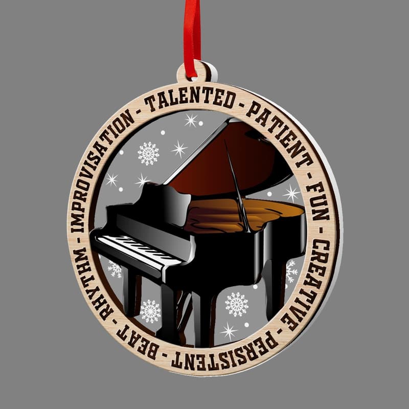 Grand Piano Ornament - 2-Layer Wood & Acrylic Decoration
