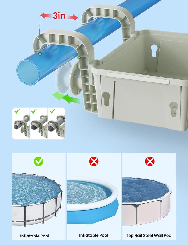 Upgrade Poolside Storage Basket Set with Cup Holder for Above Ground Pools