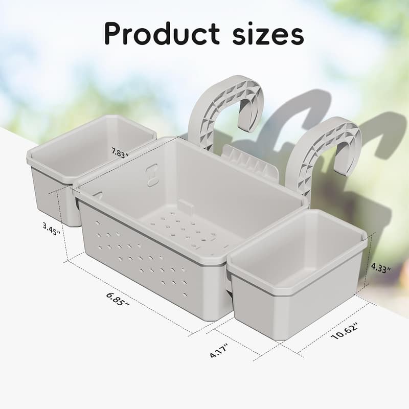 Stretchable Poolside Storage Basket with 2 Cup Holders - Grey