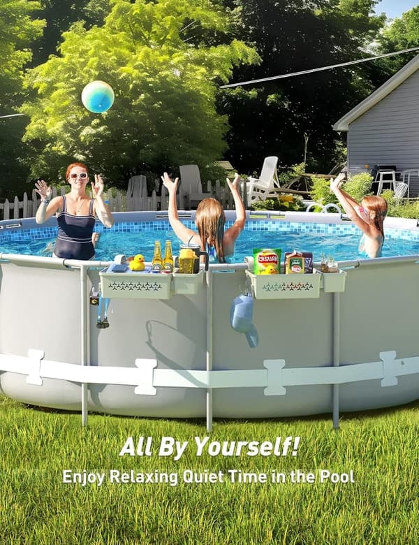 Poolside Storage Baskets with Cup Holder – 2024 Upgrade Set