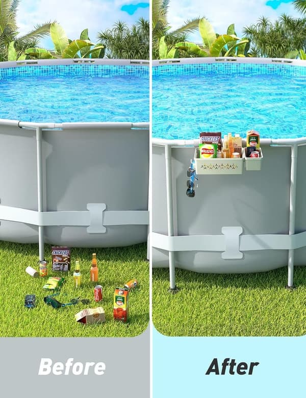Poolside Storage Baskets with Cup Holder – 2024 Upgrade Set