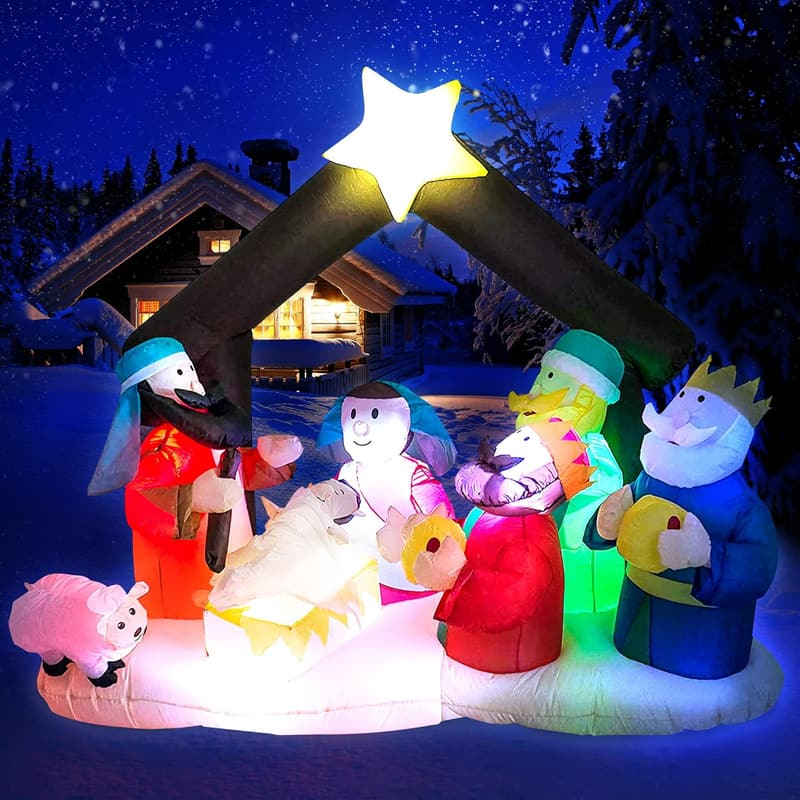 Christmas Inflatable Nativity Set with LED Lights