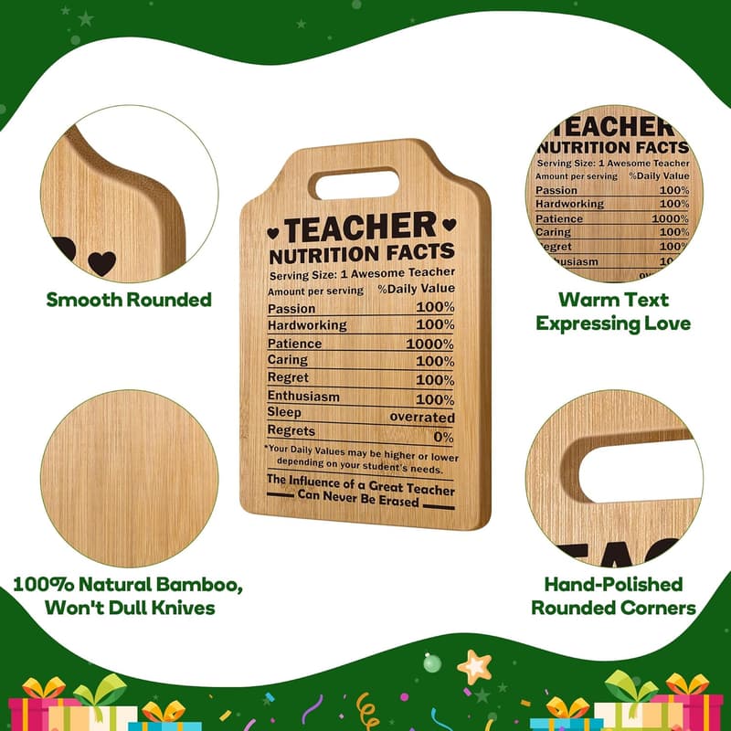 Teacher Appreciation Nutrition Facts Cutting Board for Teachers