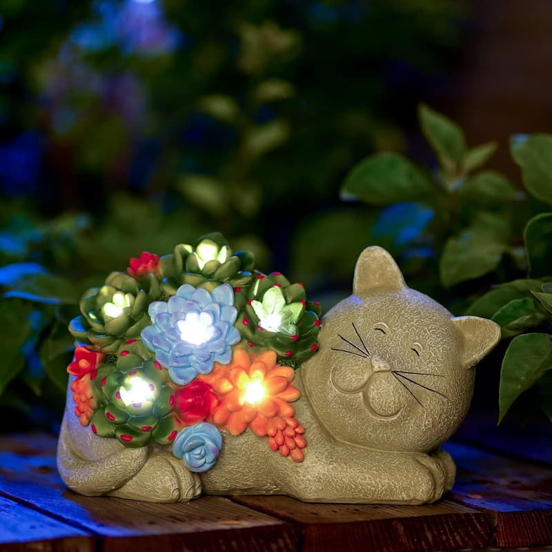 Solar Light Garden Statue Figurine - Outdoor Decor for Mom