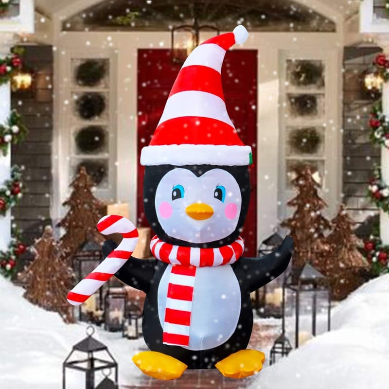 4 Ft LED Inflatable Christmas Penguin Decoration for Yard
