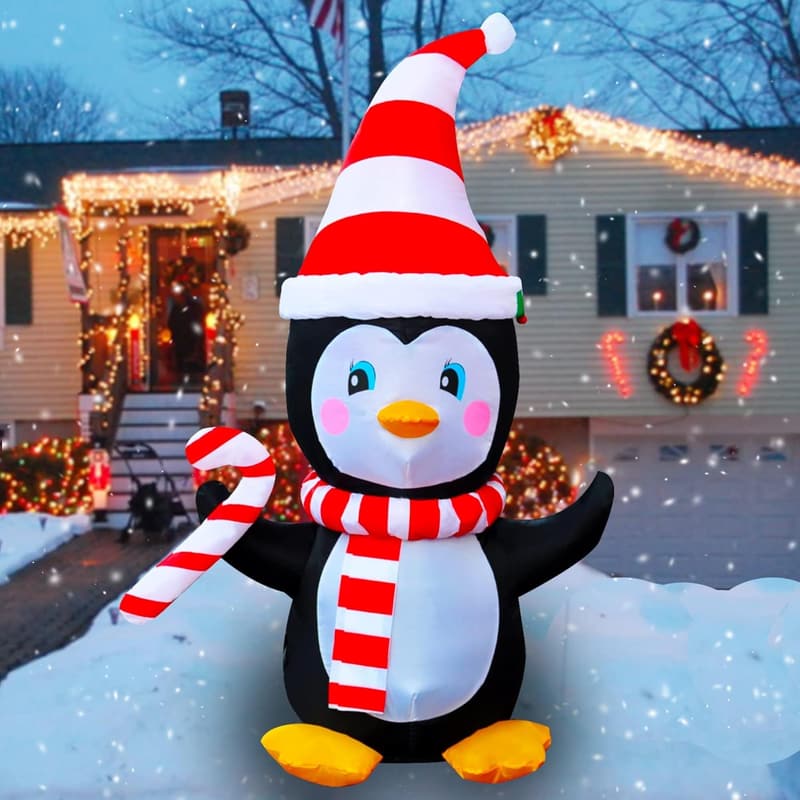 4 Ft LED Inflatable Christmas Penguin Decoration for Yard
