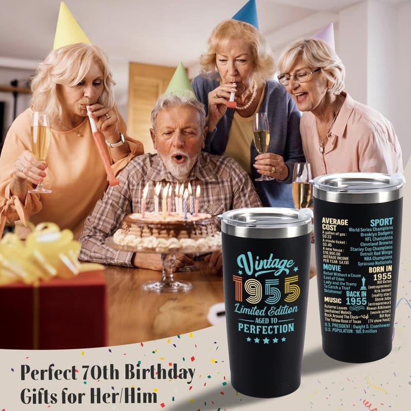70th Birthday Tumbler Cup for Him and Her