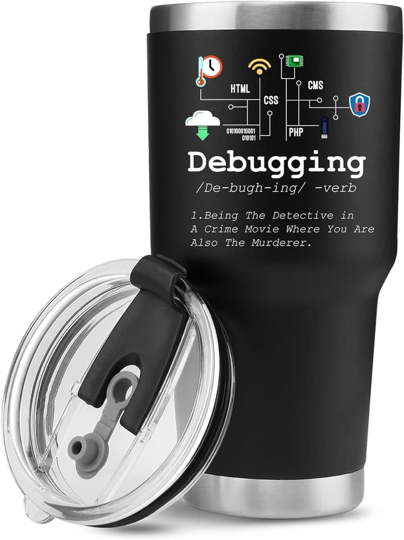 Tech Support Travel Mug for Programmers - Stainless Steel Tumbler (30 oz)