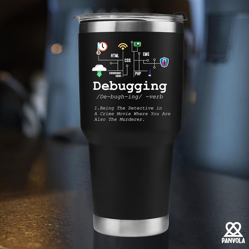 Tech Support Travel Mug for Programmers - Stainless Steel Tumbler (30 oz)
