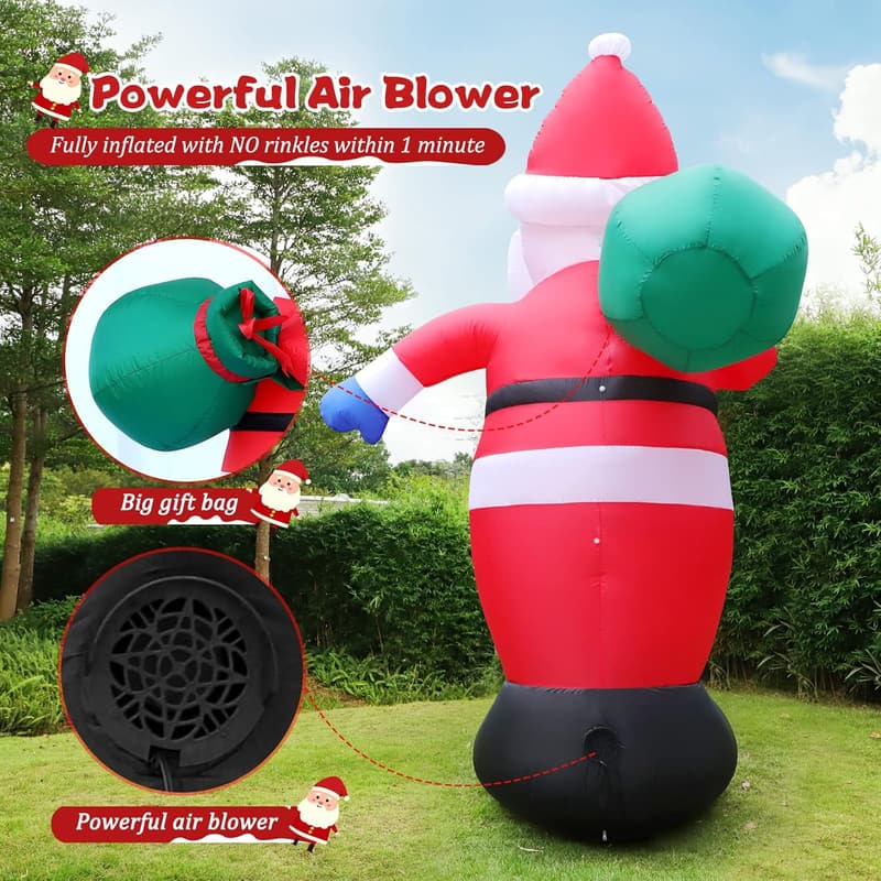 Inflatable 6ft Santa Claus with Gift Bag for Christmas Outdoor Decor