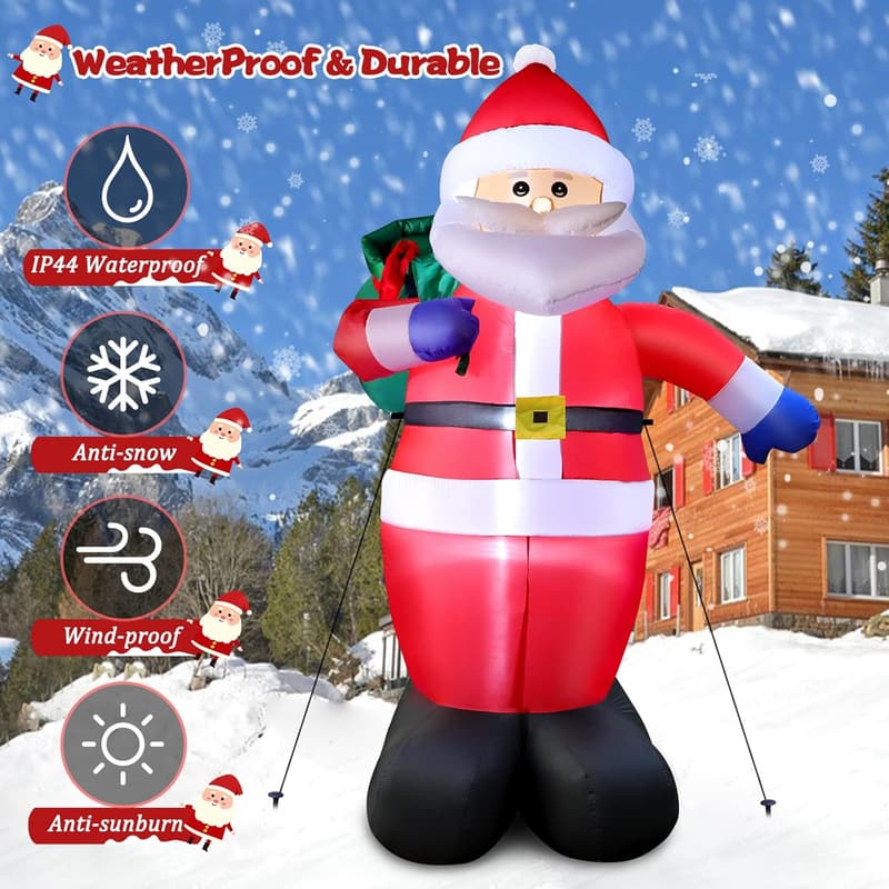 Inflatable 6ft Santa Claus with Gift Bag for Christmas Outdoor Decor
