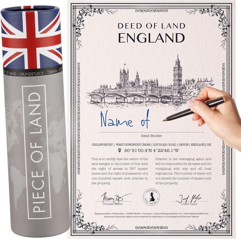 Personalized Land Ownership Certificate - Unique Gift for Birthdays