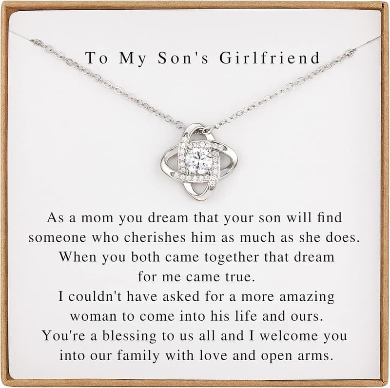 Valentine's Day Sterling Silver Knot Necklace for Son's Girlfriend