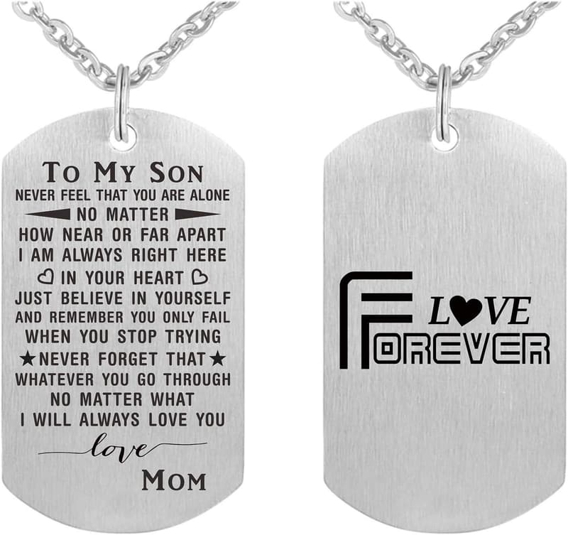 Graduation Pendant Necklace for Son - Inspirational Dog Tag Gift