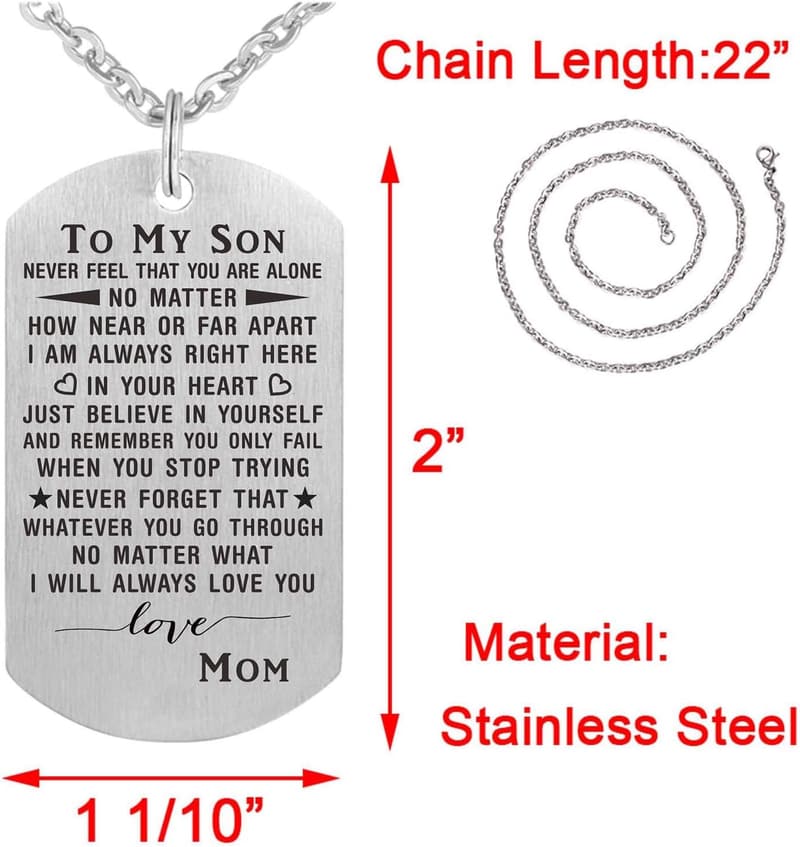 Graduation Pendant Necklace for Son - Inspirational Dog Tag Gift