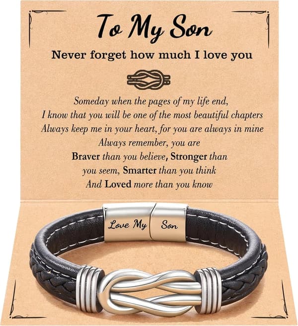 Teen Boy Leather Knot Bracelet - Gift for Graduations & Birthdays