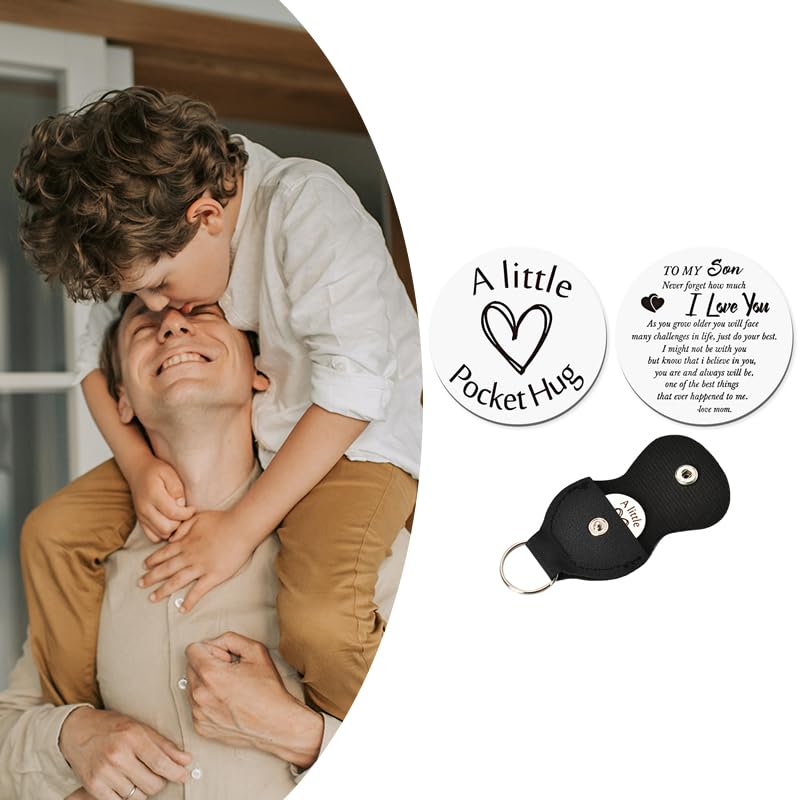 Son's Birthday Keychain – Inspirational Gift from Mom with Leather Case