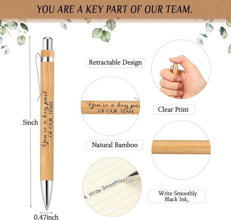 Employee Appreciation Bamboo Pen Set with Inspirational Cards