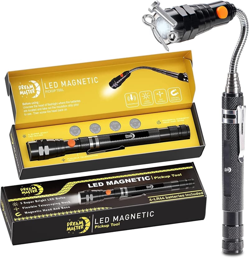 Telescoping Magnetic Pickup Tool with Flashlight for Him