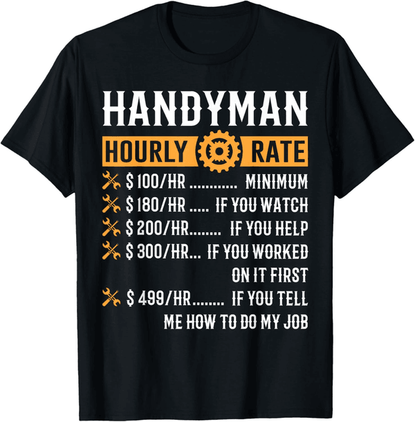 Unisex Handyman T-Shirt - Funny Design in Cotton, Black