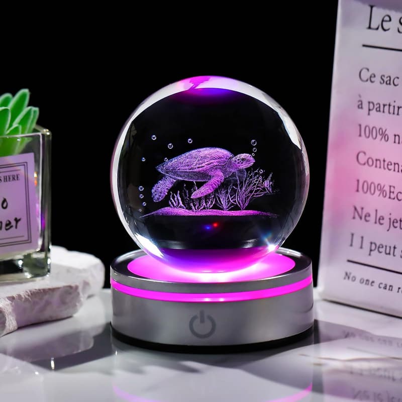3D Laser Engraved Sea Turtle Night Light for Home Decor