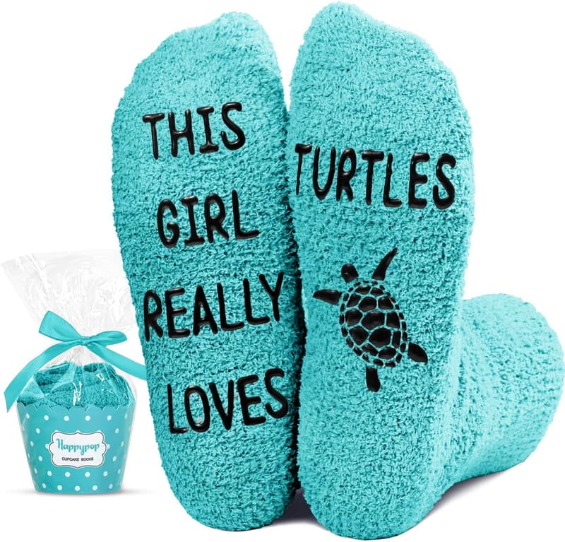 Fuzzy Animal Socks for Women - Turtle and Pig Designs